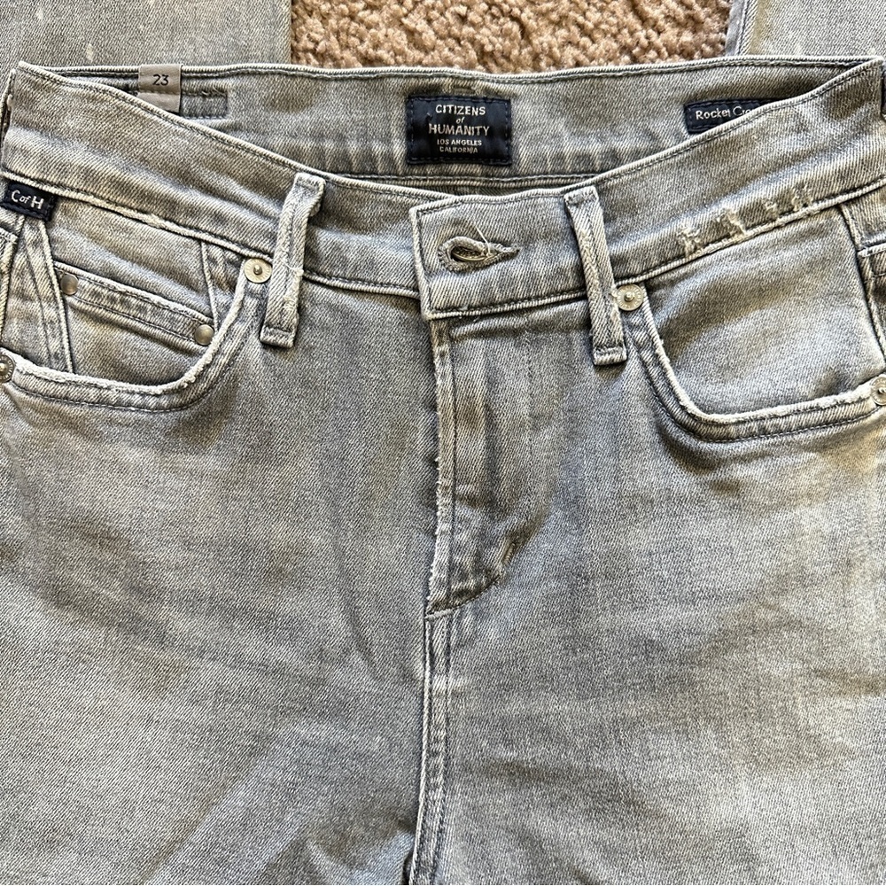 Citizens of Humanity Women's Rocket Crop High-Rise Skinny Jeans Salt Stone 24” - Picture 7 of 16